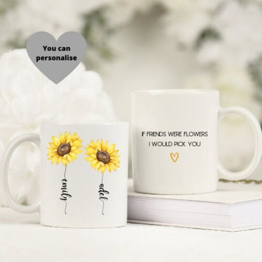 Personalised Bestie Sunflower Mug