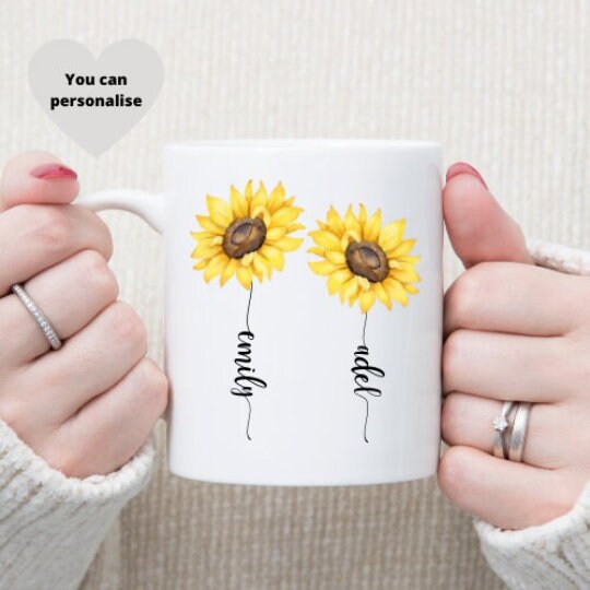 Personalised Bestie Sunflower Mug