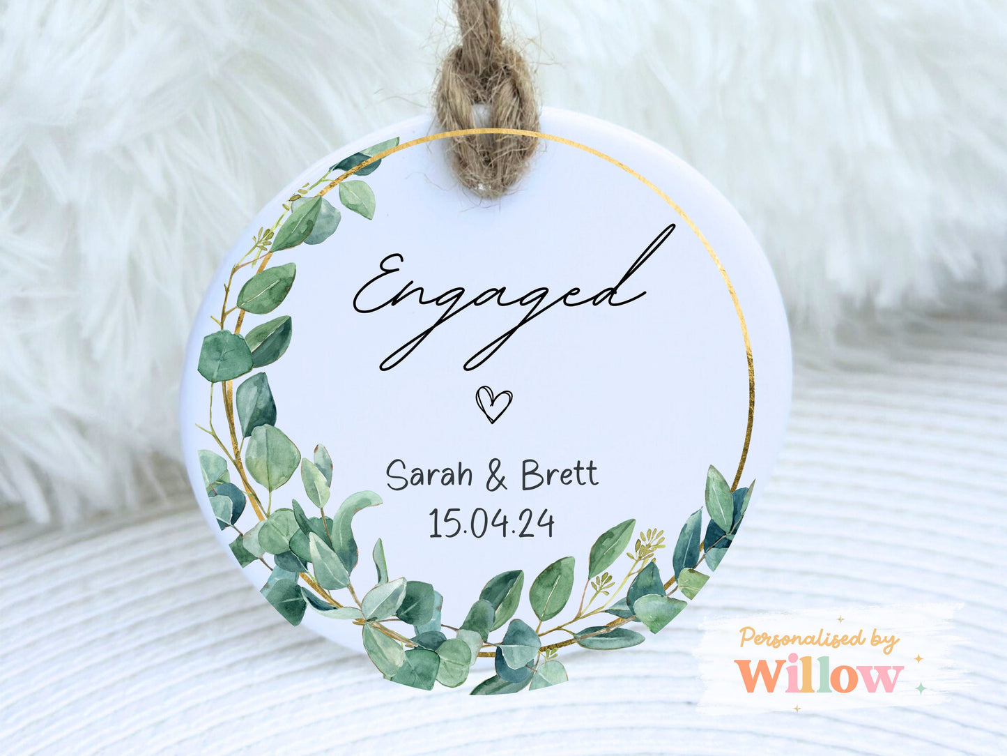 Personalised Engagement Ceramic Hanging Ornament