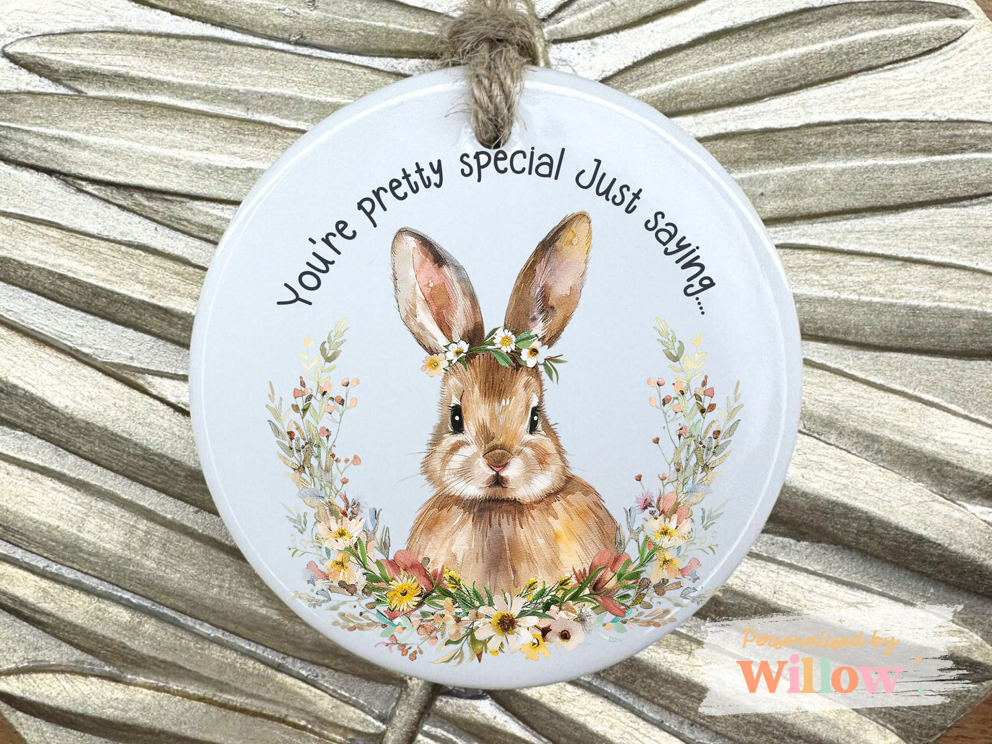 Rabbit Ceramic Ornament Gift, Positive Affirmation Gift, Appreciation Gift, Ceramic Ornament