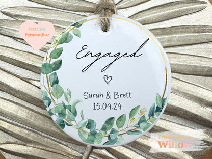 Personalised Engagement Ceramic Hanging Ornament