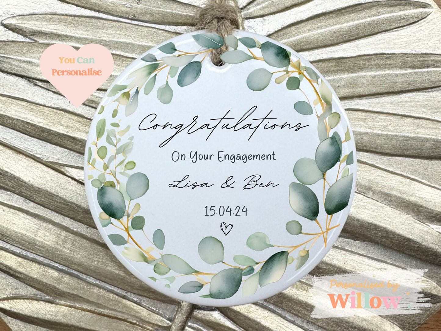 Personalised Congratulations On Your Engagement Ceramic Ornament