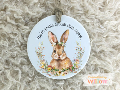 Rabbit Ceramic Ornament Gift, Positive Affirmation Gift, Appreciation Gift, Ceramic Ornament