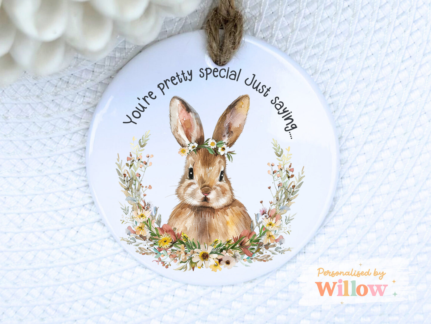 Rabbit Ceramic Ornament Gift, Positive Affirmation Gift, Appreciation Gift, Ceramic Ornament