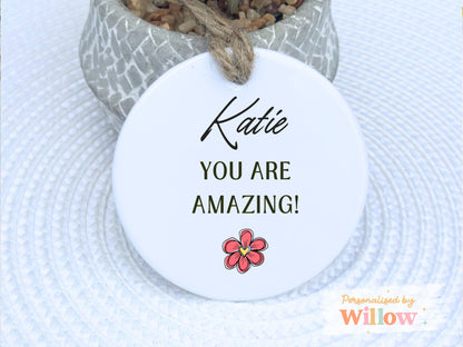 Personalised Ceramic Hanging Appreciation Motivational Gift