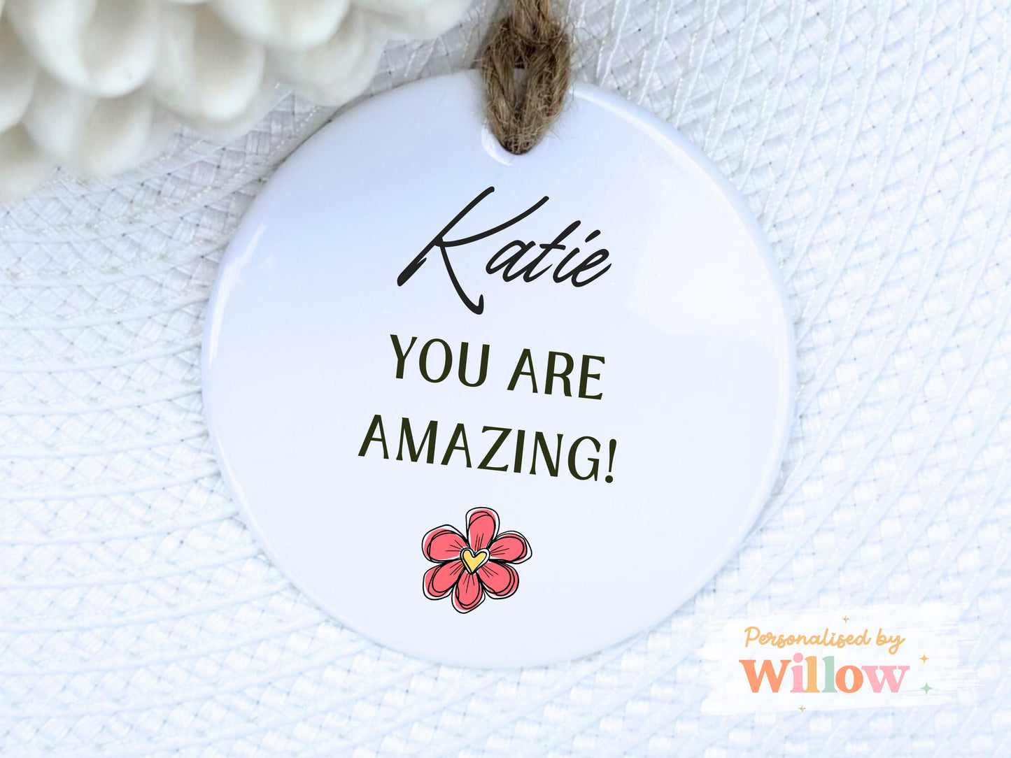 Personalised Ceramic Hanging Appreciation Motivational Gift