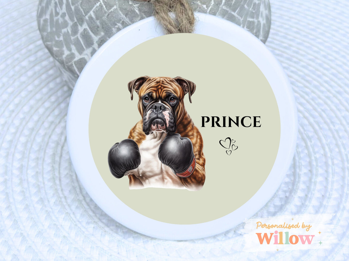 Personalised Boxer Dog Gift, Dog Lover Gift, Ceramic Ornament.