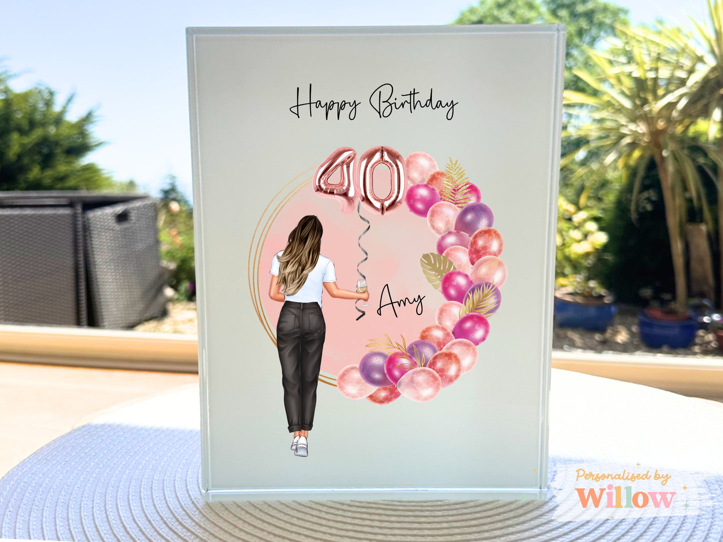 Personalised 40th Birthday Gift, Crystal Glass Block Plaque, Sister Gift, Best Friend Keepsake Gift, Glass Ornament, Photo Acrylic Block.