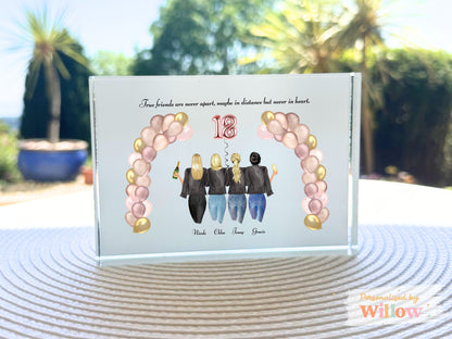 Personalised 18th 21st Birthday Gift, Crystal Glass Block Plaque.