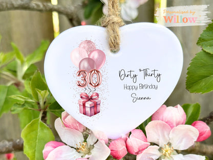 Personalised 30th Birthday Gift, Dirty Thirty, Daughter Birthday Gift, Ceramic Ornament.