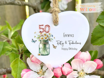 Personalised 30th, 40th, 50th, 60th Birthday Gift, Birthday Gift For Mum, Ceramic Ornament.