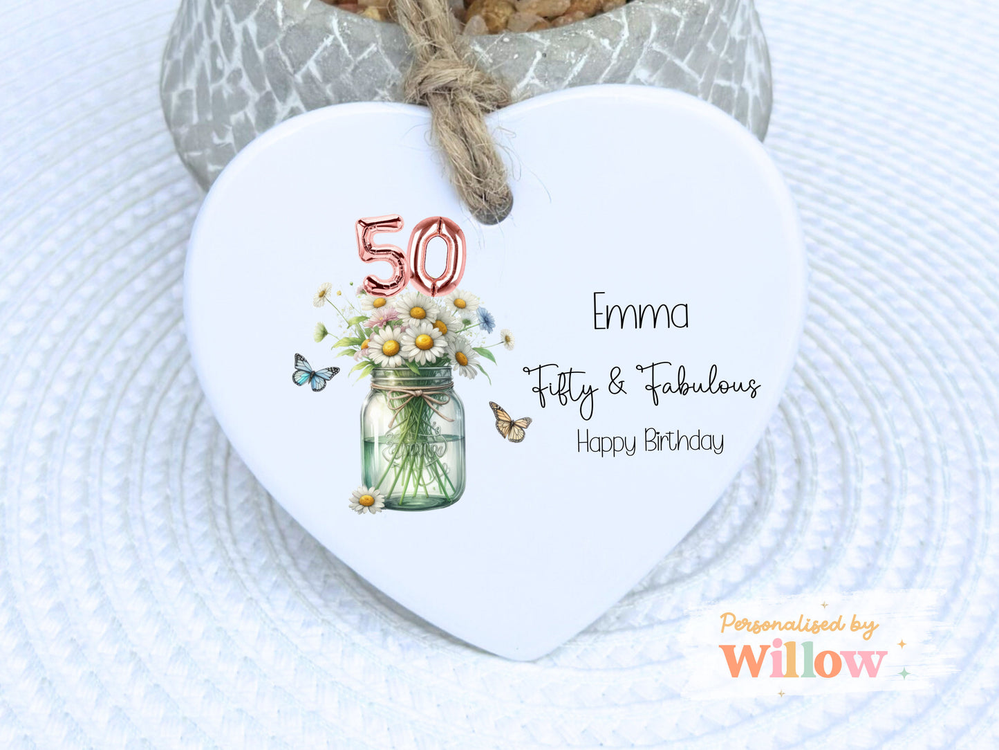 Personalised 30th, 40th, 50th, 60th Birthday Gift, Birthday Gift For Mum, Ceramic Ornament.