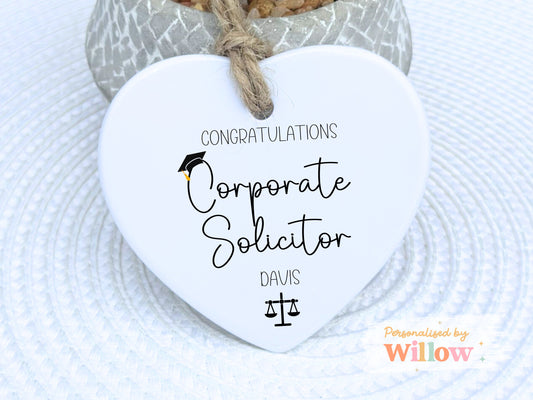 Personalised Corporate Solicitor And All That, Newly Qualified Solicitor Ceramic Ornament, Solicitor Graduation Gift, Barrister