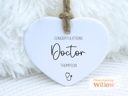 Personalised Qualified Doctor Gift, Newly Qualified Doctor Ceramic Ornament.