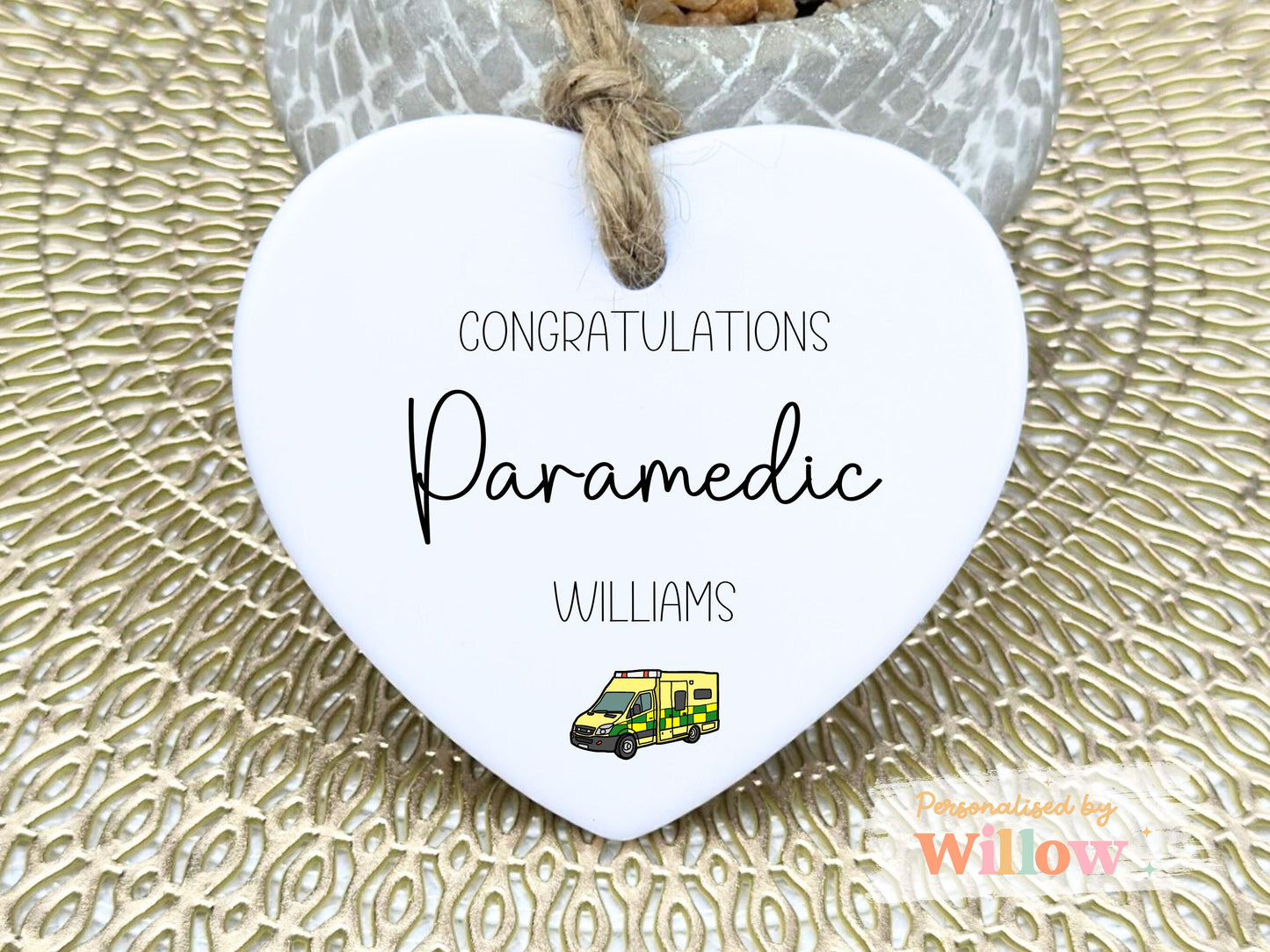 Personalised Congratulations on Becoming a Paramedic Gift, Newly Qualified Paramedic Ceramic Ornament