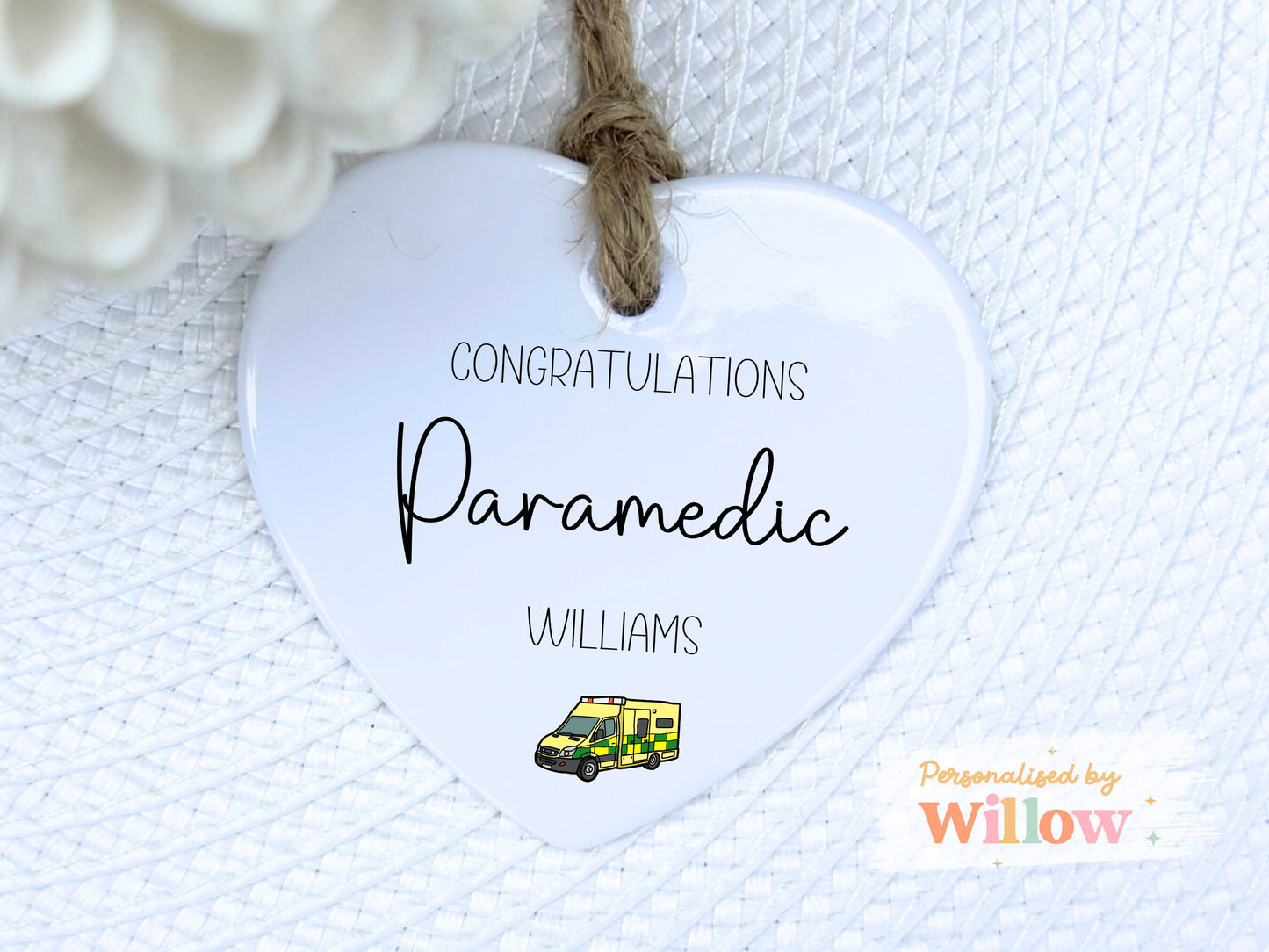 Personalised Congratulations on Becoming a Paramedic Gift, Newly Qualified Paramedic Ceramic Ornament