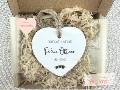 Personalised Congratulations on Becoming a Police Officer Gift, Newly Qualified Policeman Ceramic Ornament