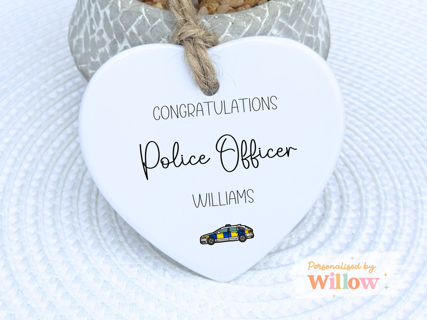 Personalised Congratulations on Becoming a Police Officer Gift, Newly Qualified Policeman Ceramic Ornament