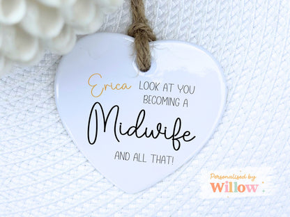 Personalised Congratulations on Becoming a Midwife Gift, Newly Qualified Midwife Ceramic Ornament