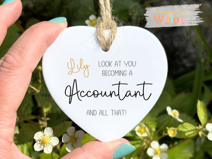 Personalised Congratulations on Becoming an Accountant Gift, Newly Qualified Accountant Ceramic Ornament