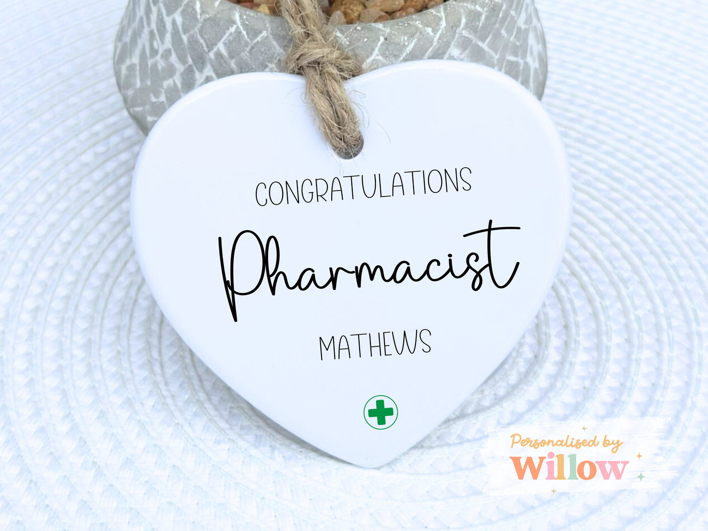 Personalised Qualified Pharmacist Gift, Newly Qualified Pharmacist Ceramic Ornament.