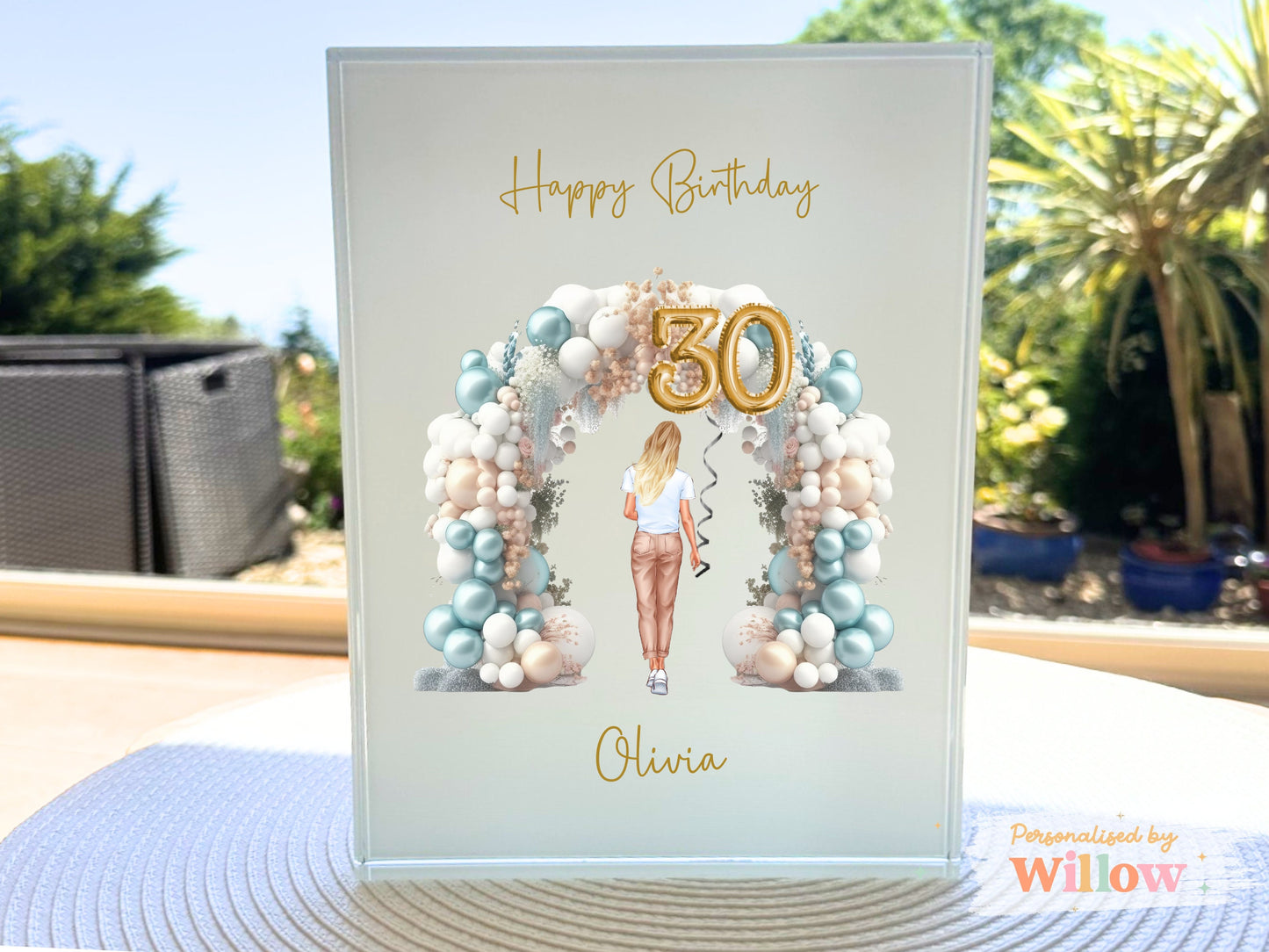 Personalised 30th Birthday Gift, Crystal Glass Block Plaque, Sister Gift.