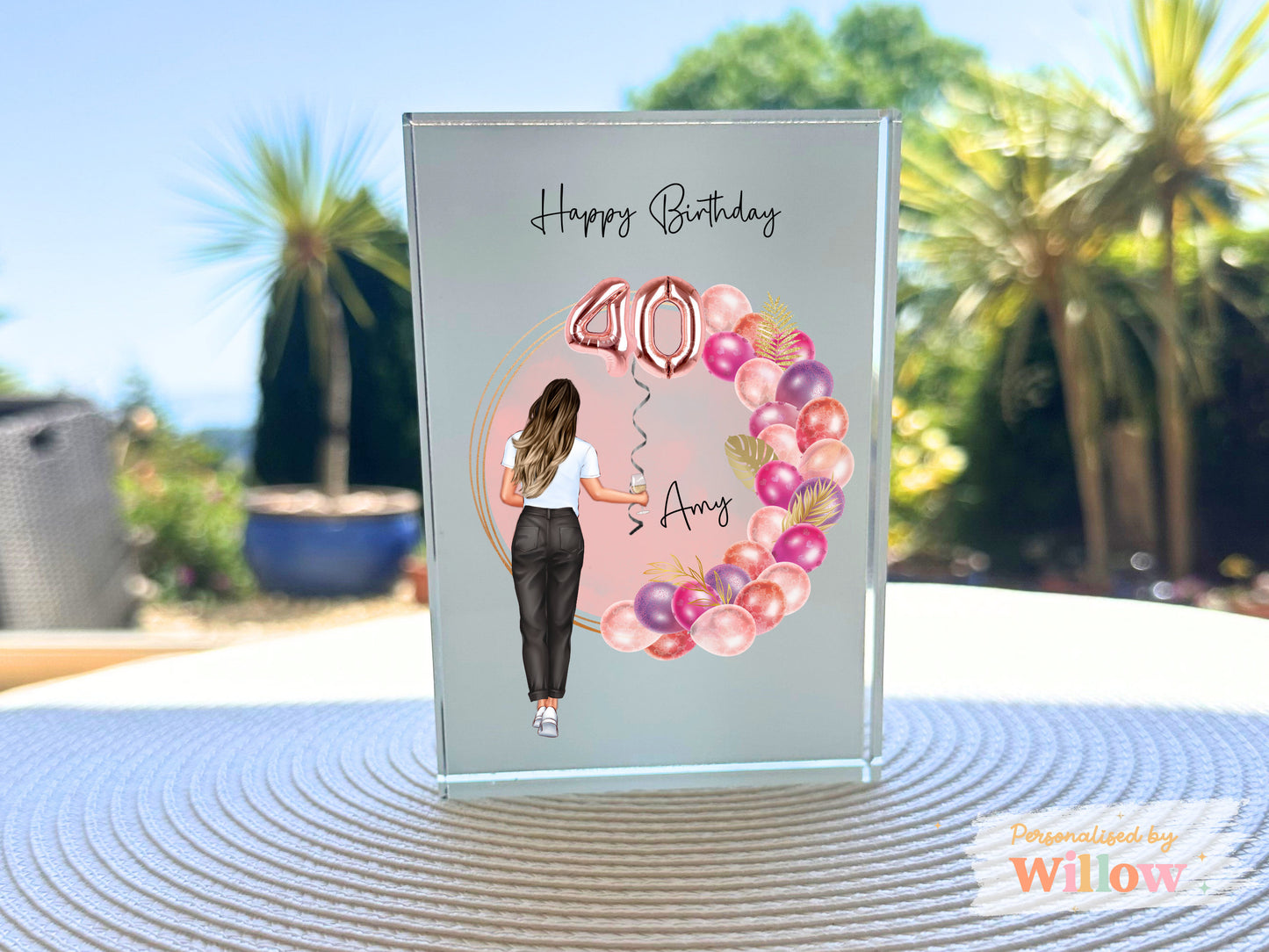 Personalised 40th Birthday Gift, Crystal Glass Block Plaque, Sister Gift, Best Friend Keepsake Gift, Glass Ornament, Photo Acrylic Block.