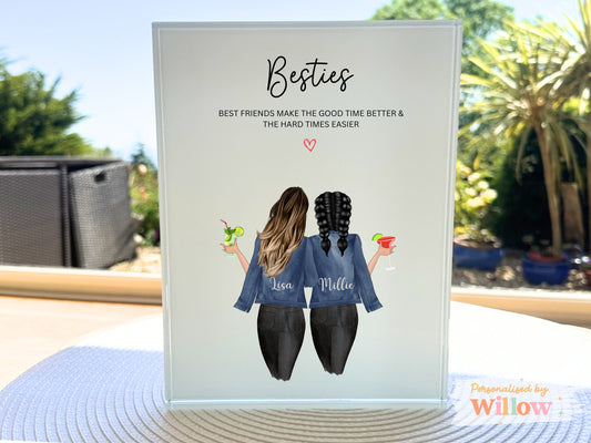 Personalised Best Friend Gift, Crystal Glass Block Plaque, Sister Gift, Best Friend Keepsake Gift, Glass Ornament, Photo Acrylic Block.