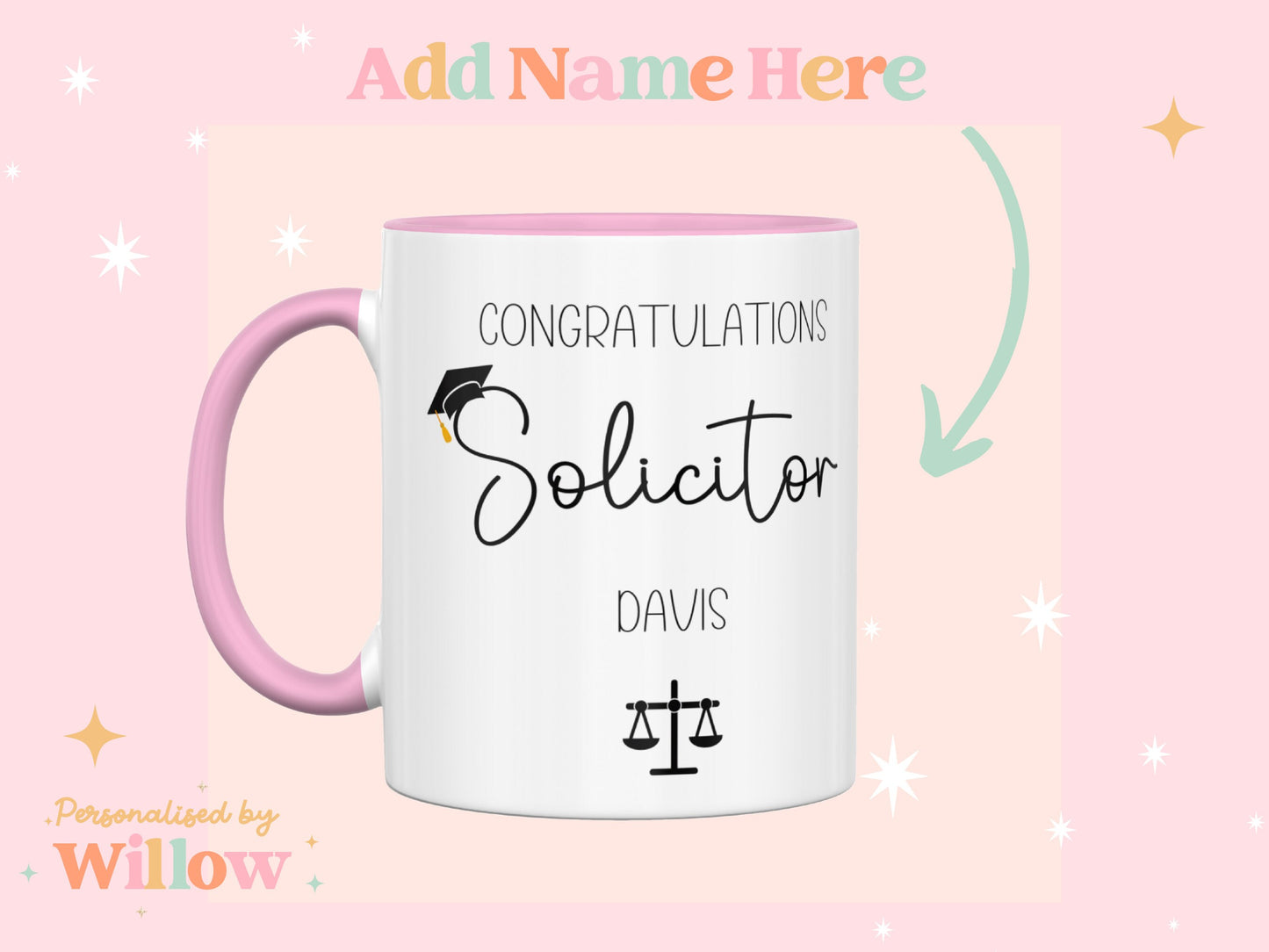 Personalised Congratulations on becoming a Solicitor Mug