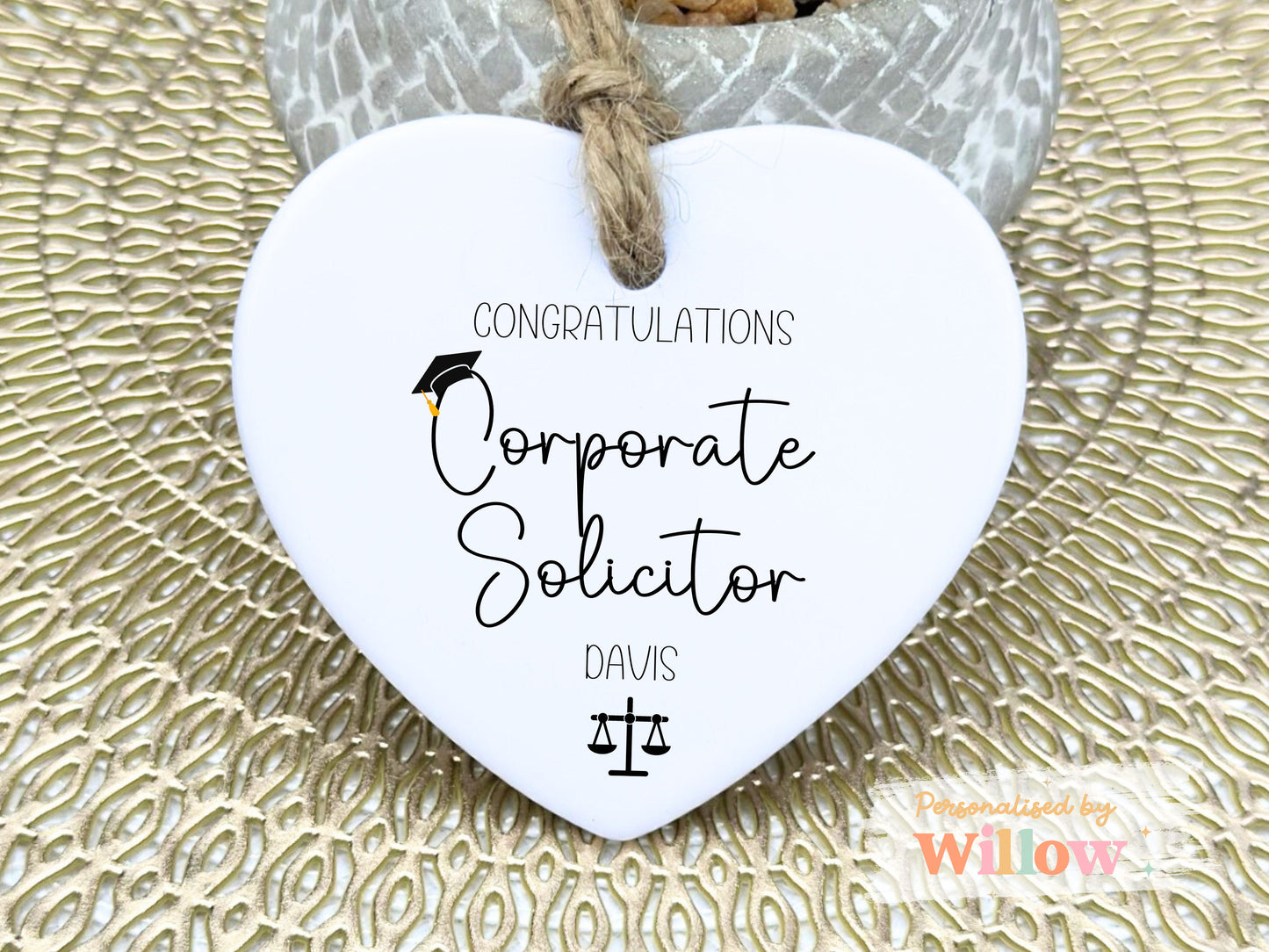 Personalised Corporate Solicitor And All That, Newly Qualified Solicitor Ceramic Ornament, Solicitor Graduation Gift, Barrister