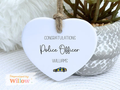 Personalised Congratulations on Becoming a Police Officer Gift, Newly Qualified Policeman Ceramic Ornament