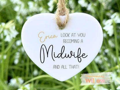 Personalised Congratulations on Becoming a Midwife Gift, Newly Qualified Midwife Ceramic Ornament