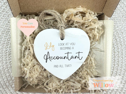 Personalised Congratulations on Becoming an Accountant Gift, Newly Qualified Accountant Ceramic Ornament