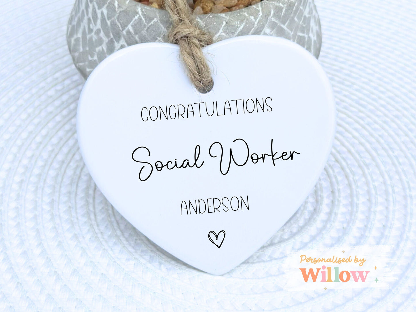 Social Worker Graduation Gift, Newly Qualified Social Worker, Congratulations, Ceramic Ornament.