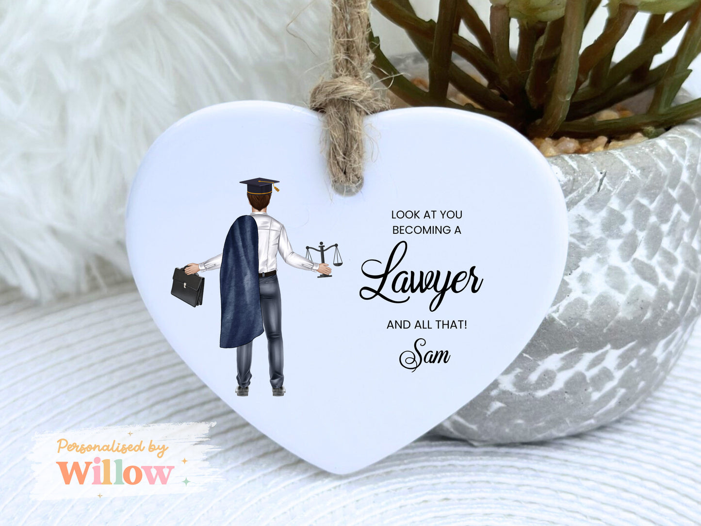 Personalised Lawyer Gift, Newly Qualified Lawyer Ceramic Ornament.