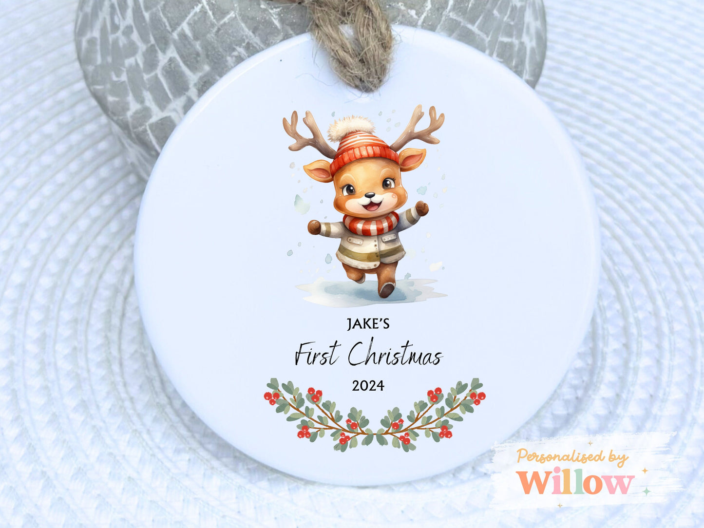 Personalised Baby's First Christmas Ceramic Hanging Decoration