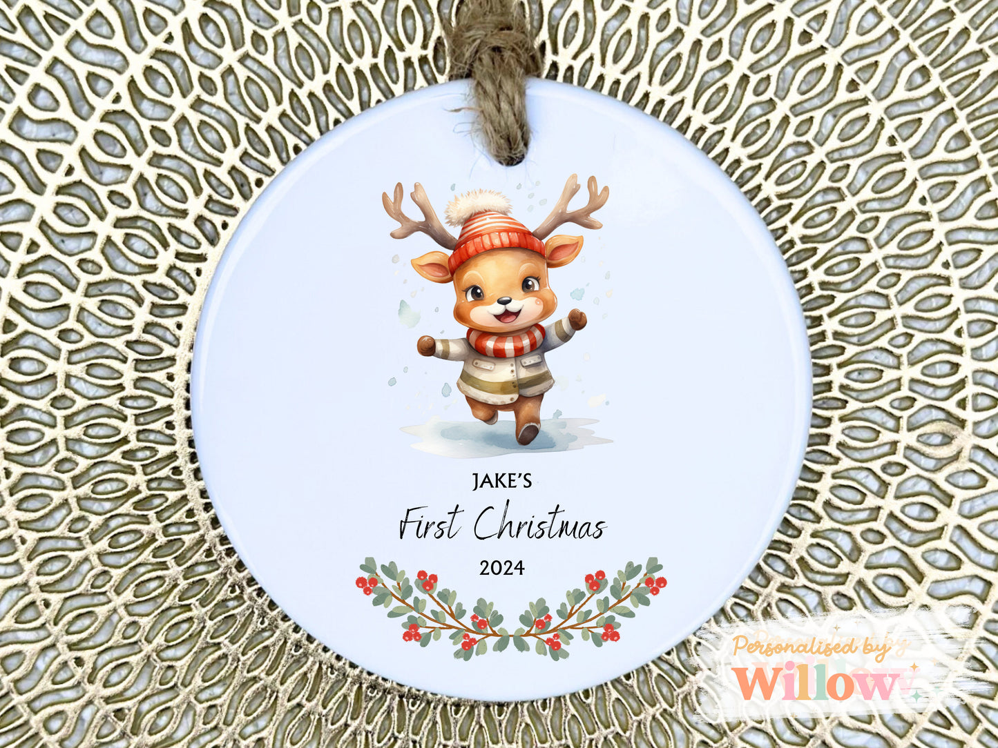 Personalised Baby's First Christmas Ceramic Hanging Decoration