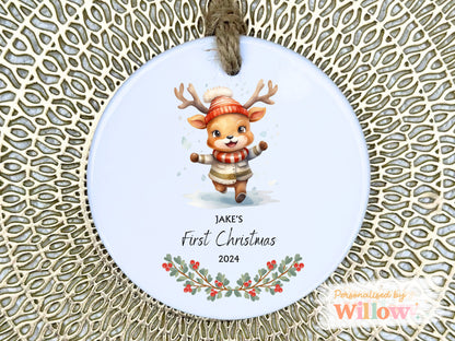 Personalised Baby's First Christmas Ceramic Hanging Decoration