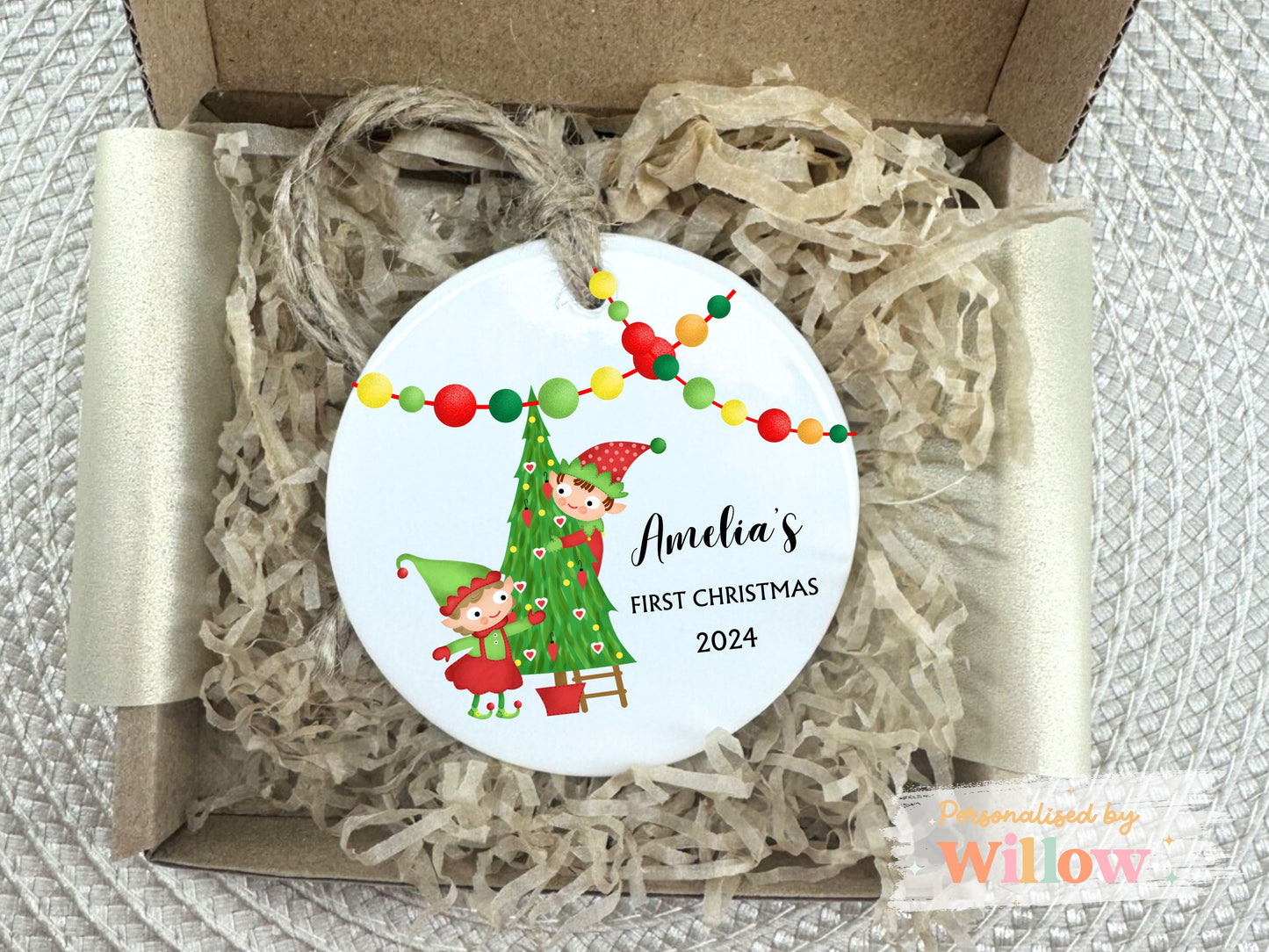 Personalised Baby's First Christmas Ceramic Hanging Decoration