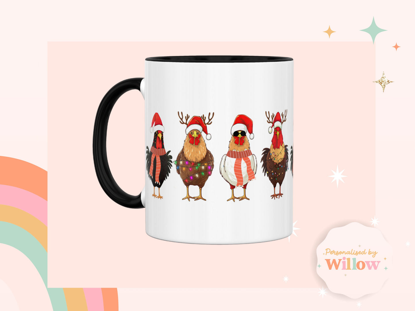 Christmas Chicken Mug, Chicken Breeds Mug, Chicken Gift