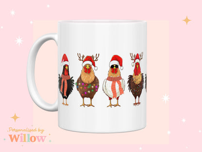 Christmas Chicken Mug, Chicken Breeds Mug, Chicken Gift