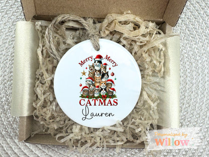 Personalised Cat Christmas Decoration, Cats Christmas Decoration.