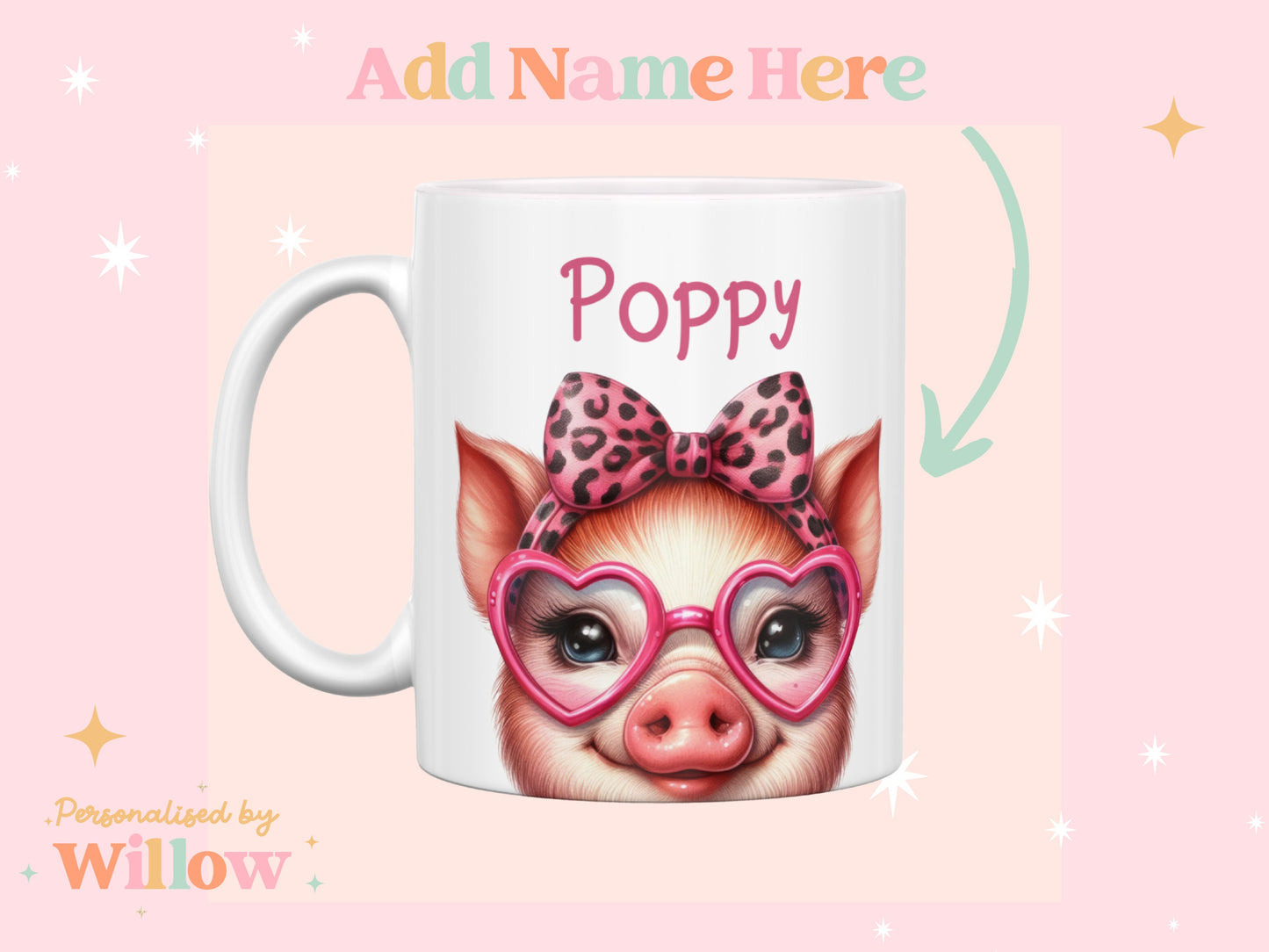 Personalised Pig Mug, Pig Gift, Farm Mug, Farm Animals Mug.