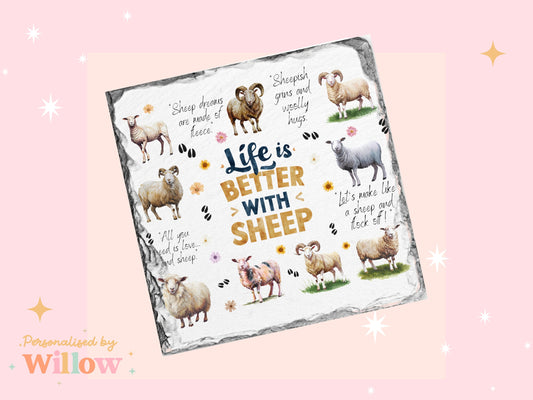 Sheep Coaster, Sheep Gift, British Sheep Gift, Farm Gift.