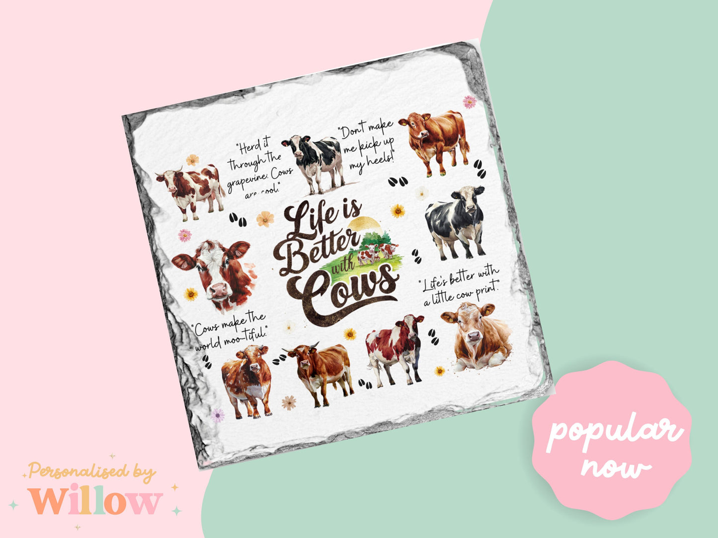 Cow Coaster, Cow Gift, British Cow Gift, Farm Gift