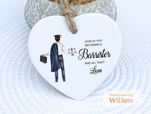 Personalised Barrister Gift, Newly Qualified Barrister Ceramic Ornament.