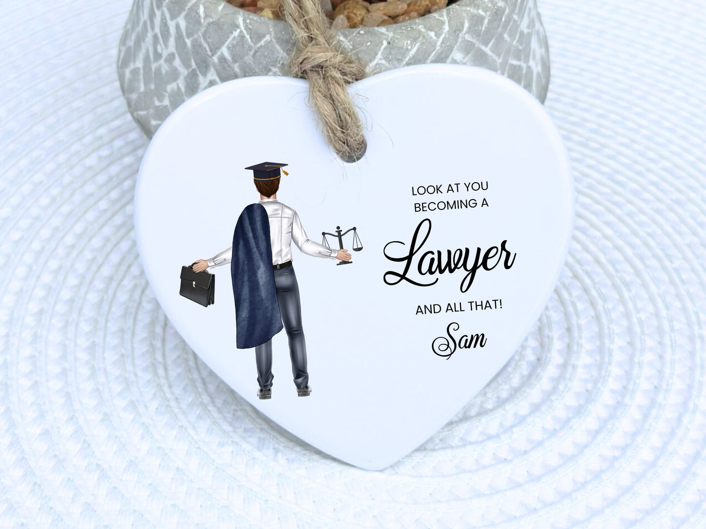 Personalised Lawyer Gift, Newly Qualified Lawyer Ceramic Ornament.