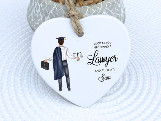 Personalised Lawyer Gift, Newly Qualified Lawyer Ceramic Ornament.