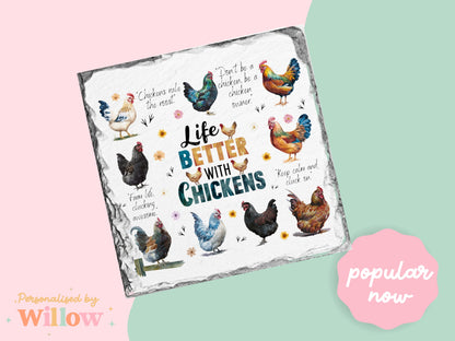 Chicken Coaster, Chicken Gift, Chicken Lover Gift, Drinks Coaster