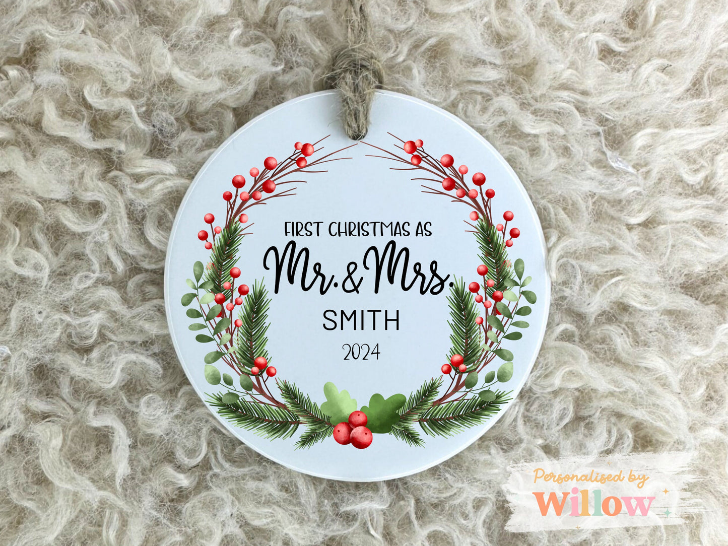 Personalised First Christmas as Mr. and Mrs, Personalised Couple Ornament, Custom Mr. and Mrs. Ornament, Christmas Bauble Gift,